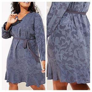 NWT LOFT Plus Floral Jacquard Tie Waist Dress